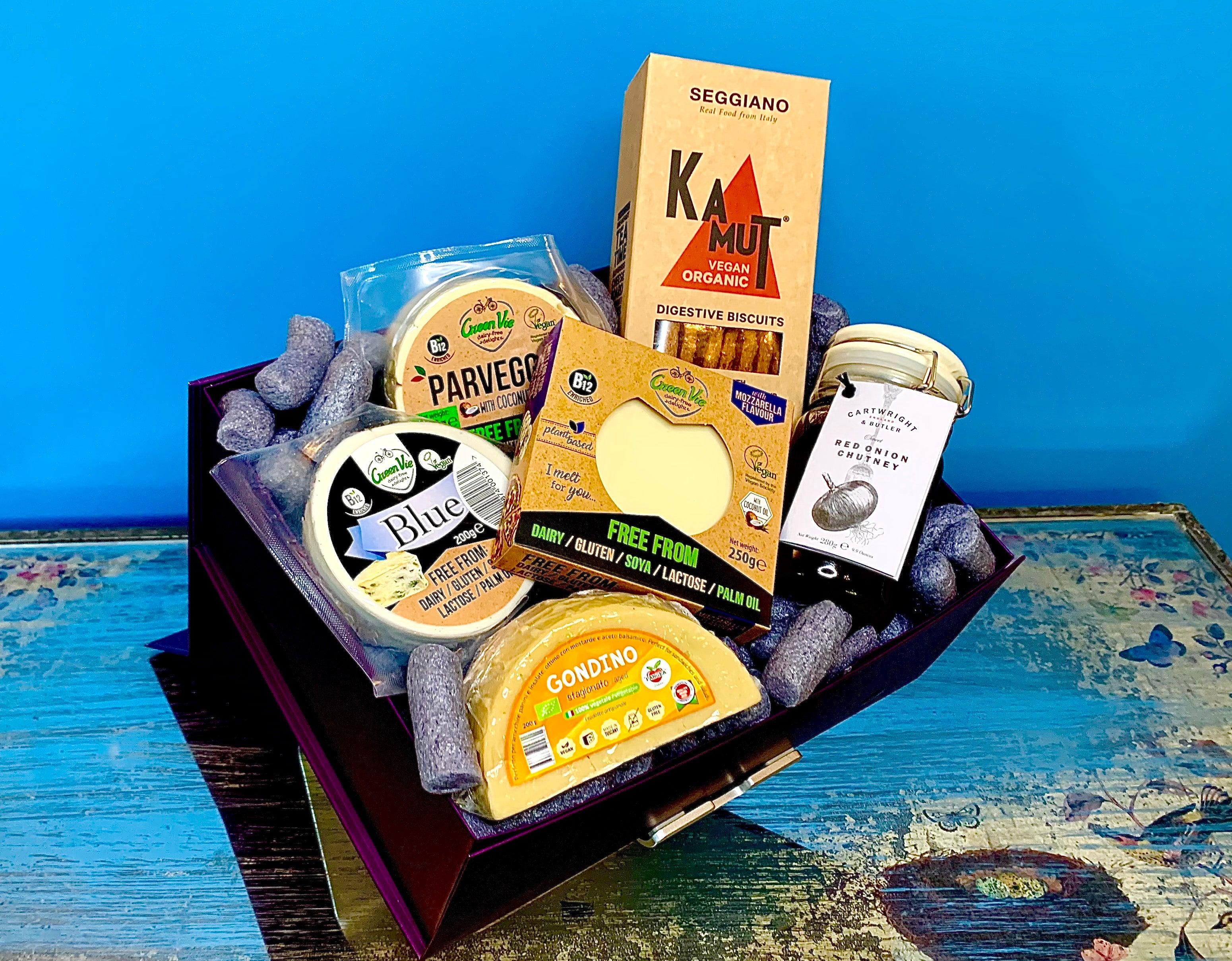 The "Surprise Four You" Vegan Cheese Gift Box 800g (approx cheese weight) - Celebration Cheeses
