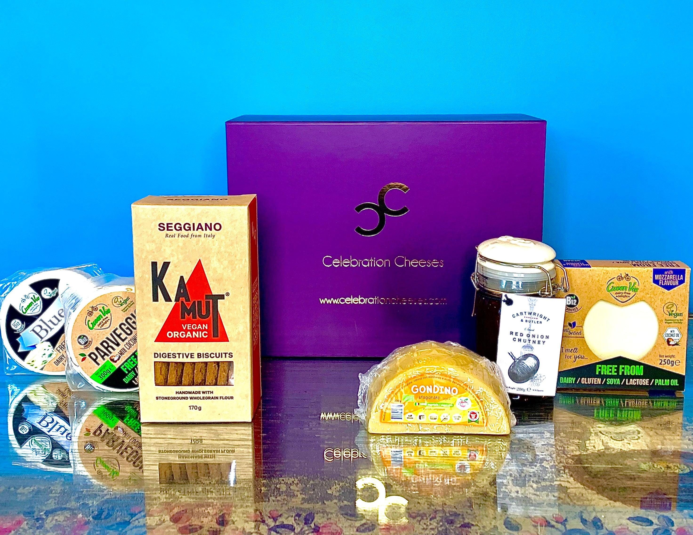 The "Surprise Four You" Vegan Cheese Gift Box 800g (approx cheese weight) - Celebration Cheeses