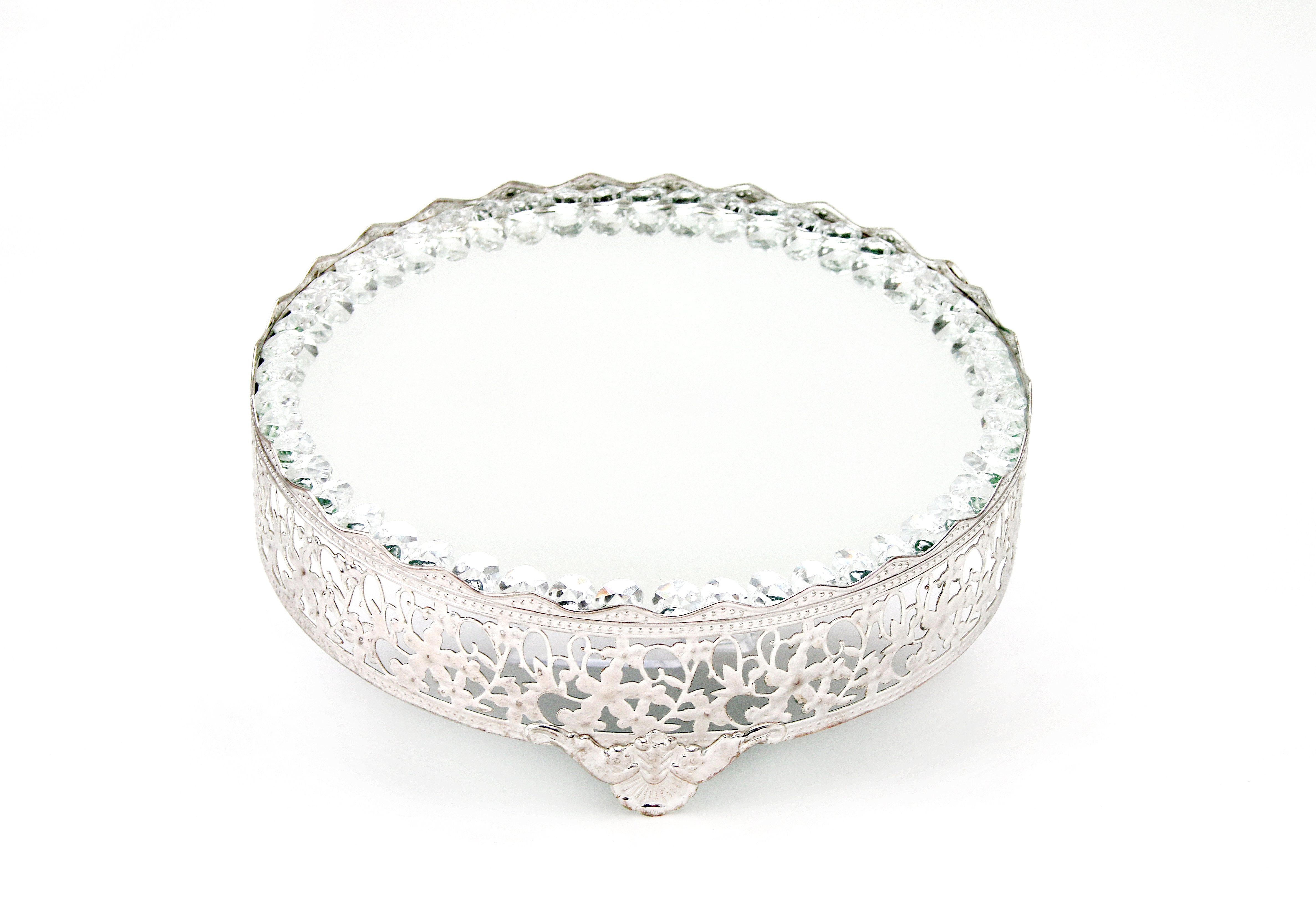 Embellished Mirrored Cake Stand Hire 10" - Celebration Cheeses