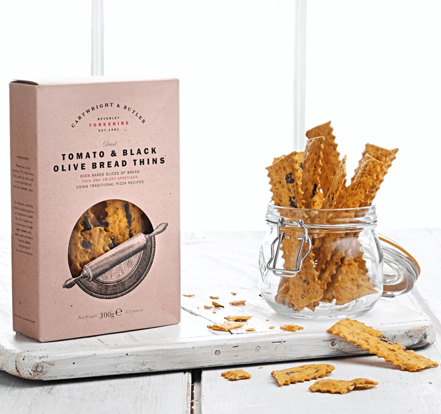 Cartwright & Butler Tomato & Black Olive Bread Thins 100g - Celebration Cheeses