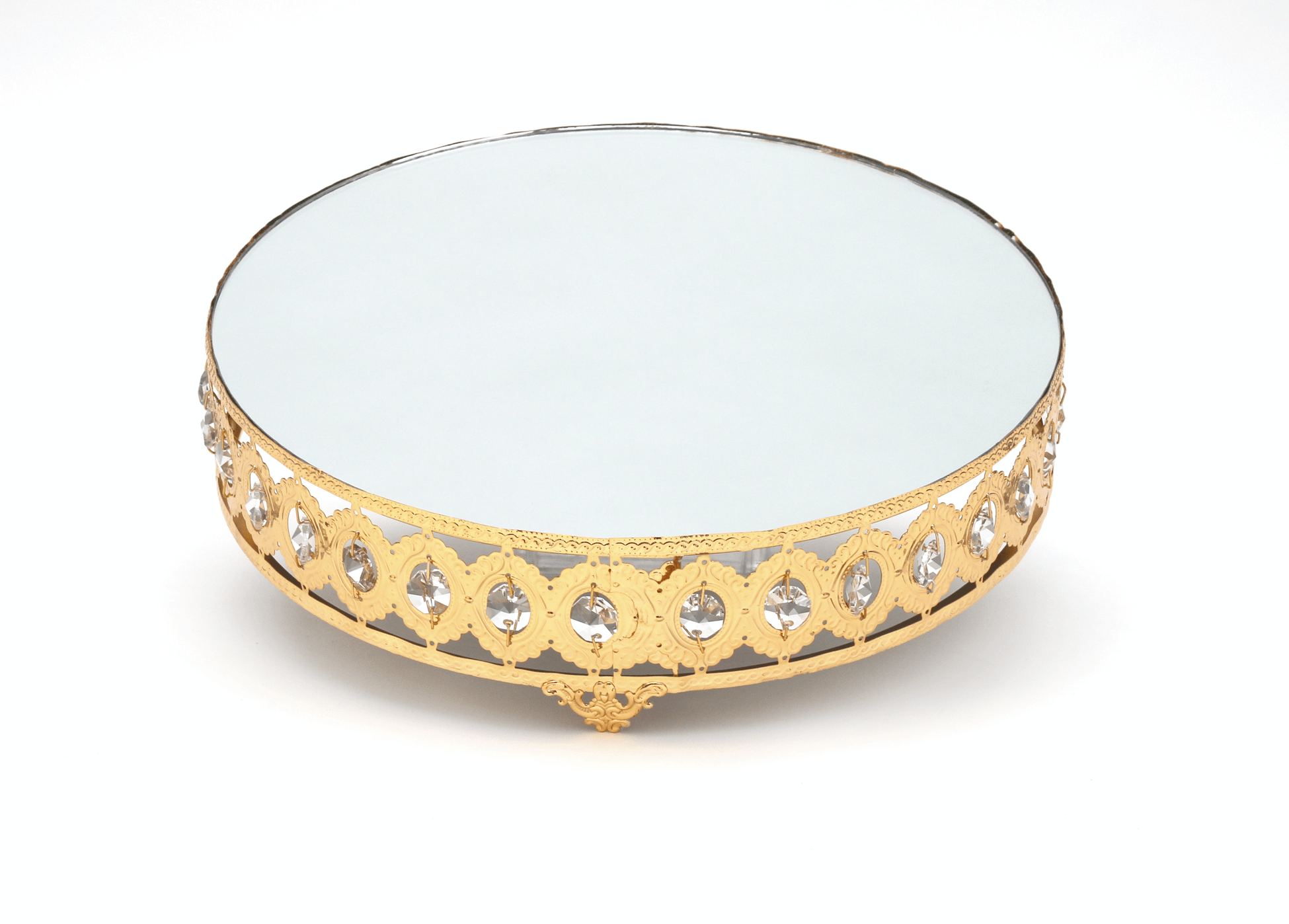 Gold Mirrored Cake Stand Hire 12" - Celebration Cheeses