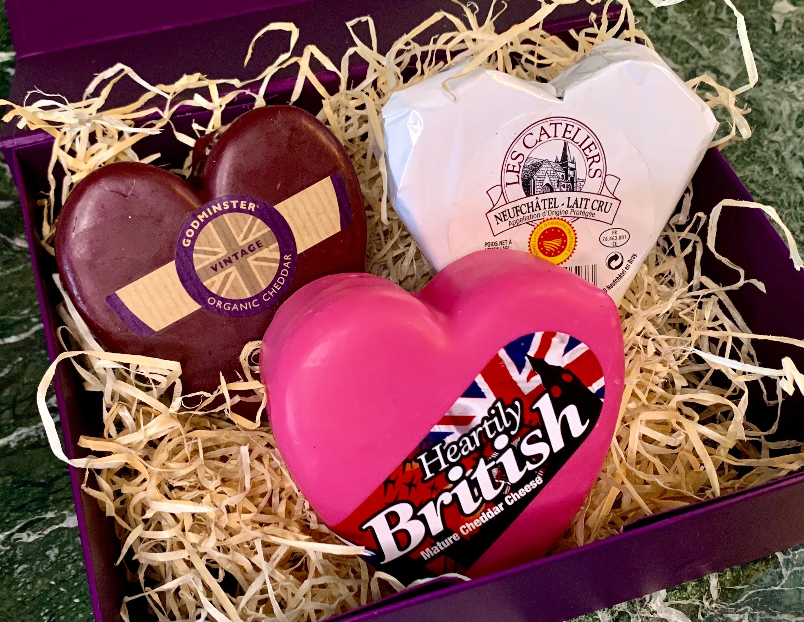 "The Three of Hearts" Cheese Gift Box 600g (cheese weight) - Celebration Cheeses