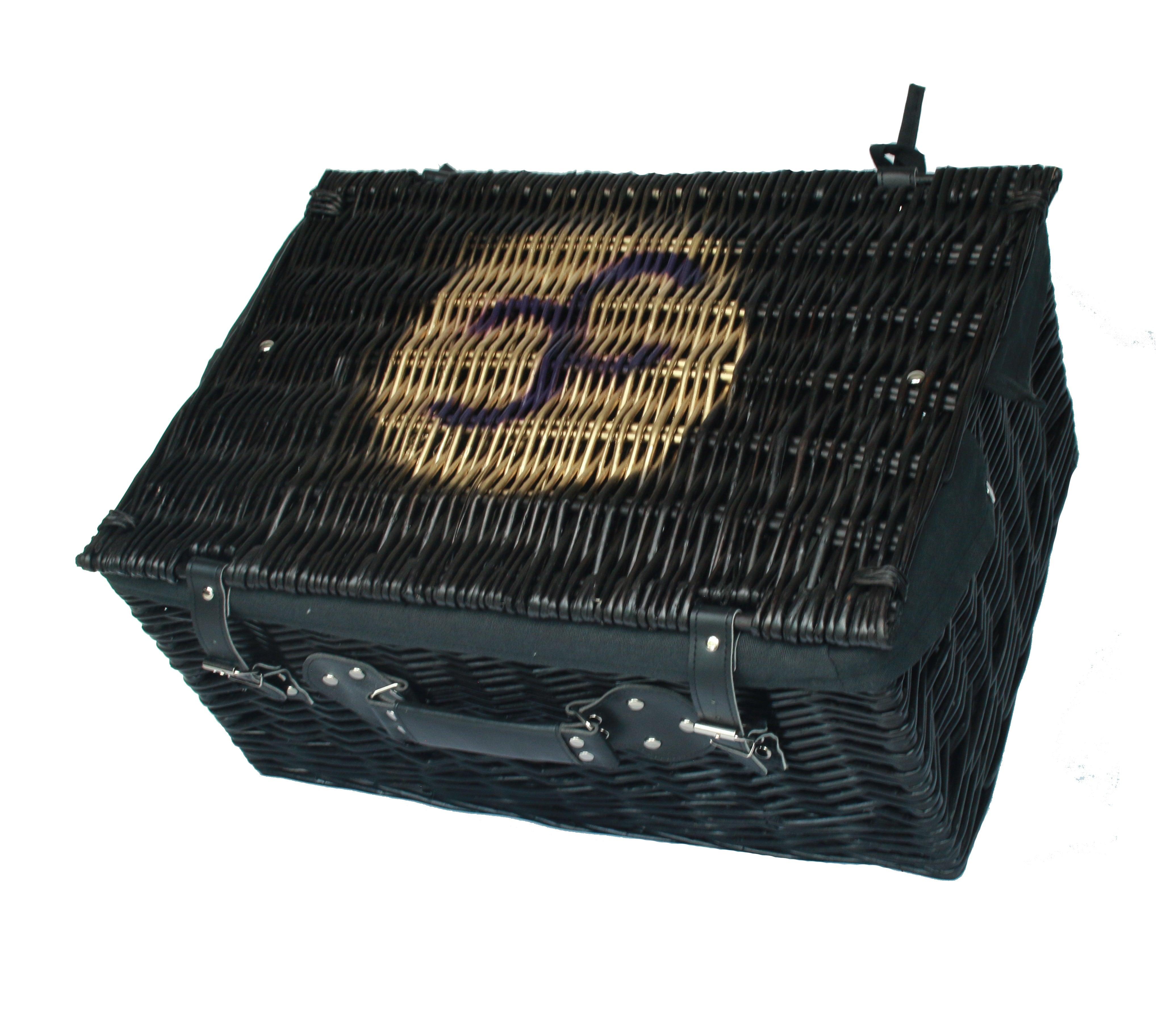 Empty Black Willow Hamper with Black Lining 20" - Celebration Cheeses